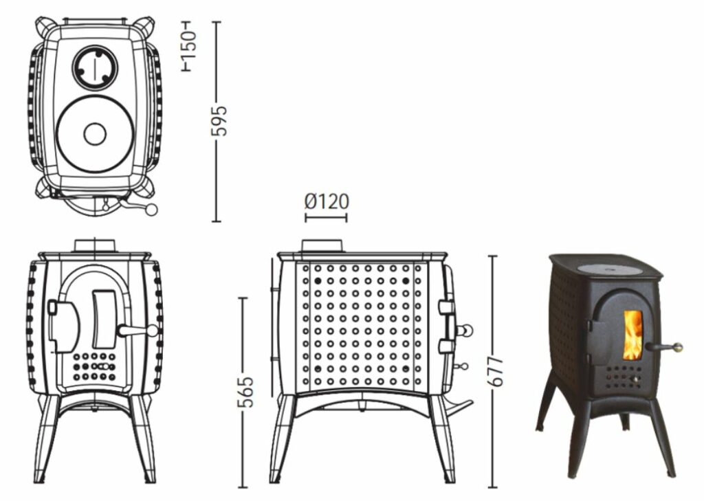 Austroflamm G1 -kamiina mittakuva | Austroflamm G1 stove measurements