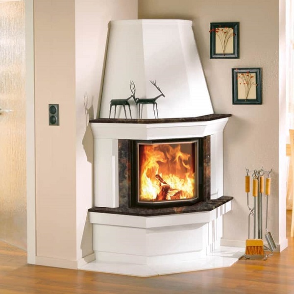 Camina S4 takka puolivaraava matala kiertoilmatakka kulmamalli | Camina S4 fireplace low corner model