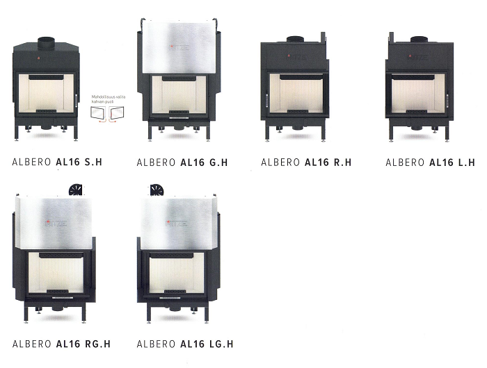 Hitze ALBERO AL16 -takkasydänmallit | Hitze ALBERO AL16 fireplace insert models