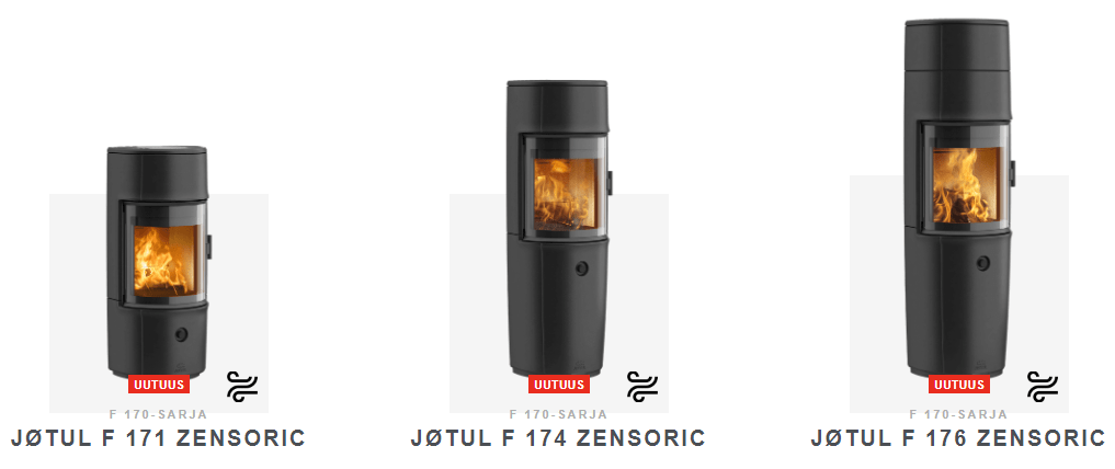 Jotul F 171, Jotul F 174 ja Jotul F 176 Zensoric -kamiinamallit | Jotul F 171, Jotul F 174 and Jotul F 176 Zensoric stove models