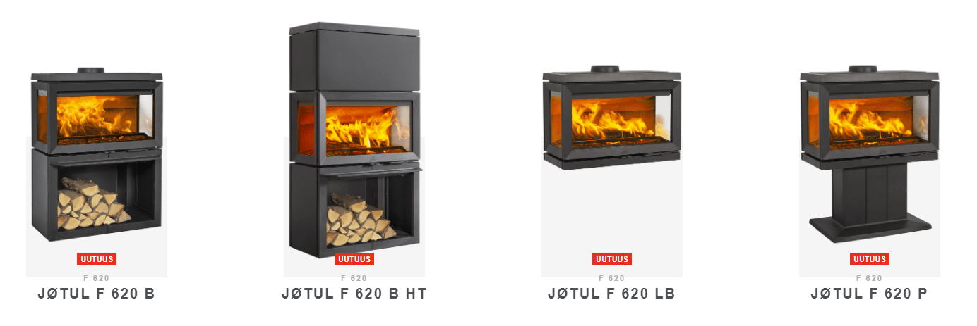 Jotul F 620 B, Jotul F 620 B HT, Jotul F 620 LB ja Jotul F 620 P -kamiinamallit | Jotul F 620 B, Jotul F 620 B HT, Jotul F 620 LB and Jotul F 620 P stove models