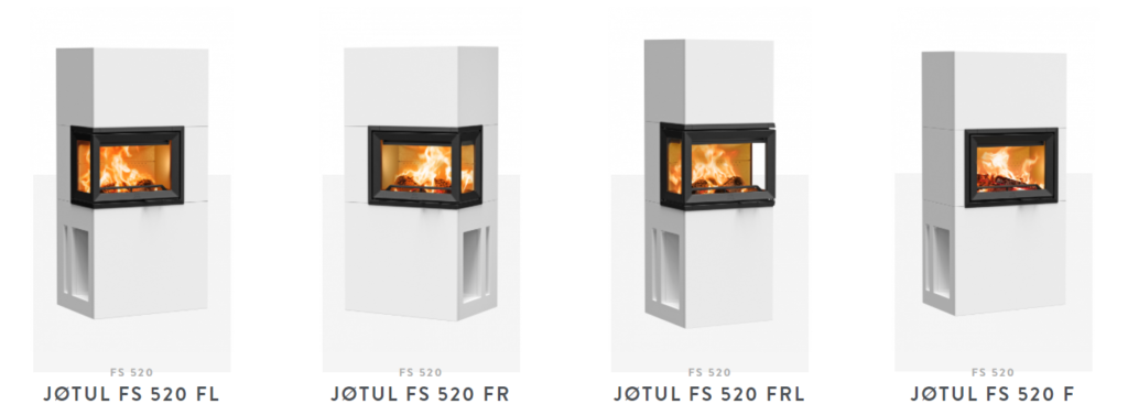 Jøtul FS 520 -sarjan takkamallit | Jøtul FS 520 series fireplace models