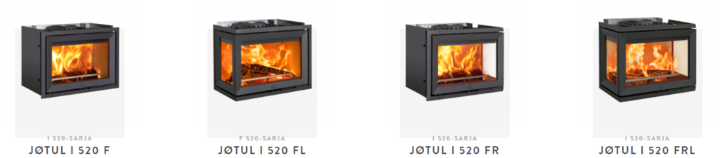 Jøtul I 520 -sarjan takkasydänmallit | Jøtul I 520 series fireplace insert models