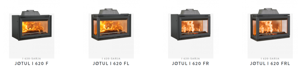 Jøtul I 620 -sarjan takkasydänmallit | Jøtul I 620 series fireplace insert models