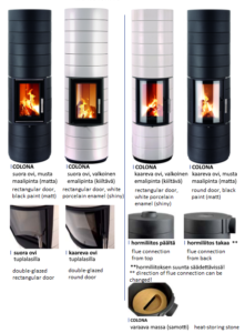 Leda Colona varaava takkamallit | Leda Colona heat-storing fireplace models