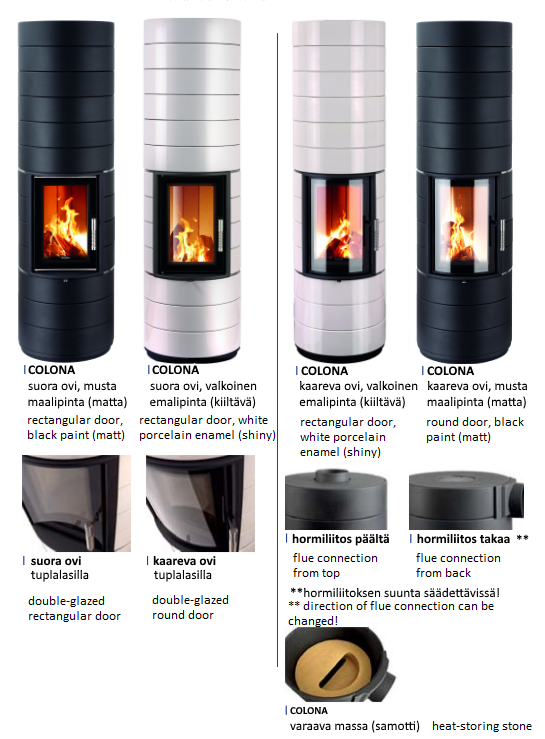 Leda Colona varaavat takkamallit | Leda Colona heat-storing fireplace models
