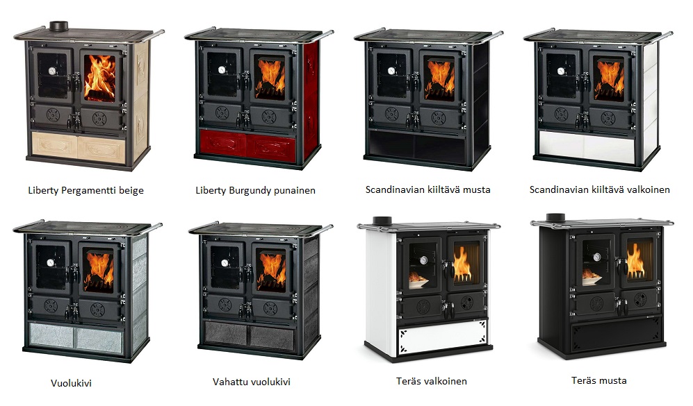 La Nordica Rosetta BII vasemman puolen puuhellamallit | La Nordica Rosetta BII left side woodburning cooker models