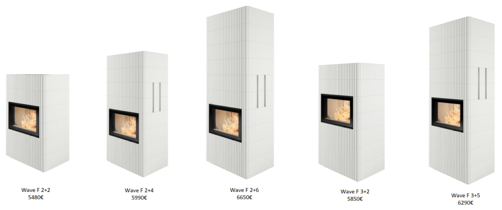 Nordpeis Wave F kiertoilmatakkamallit | Nordpeis Wave F air convection fireplace models