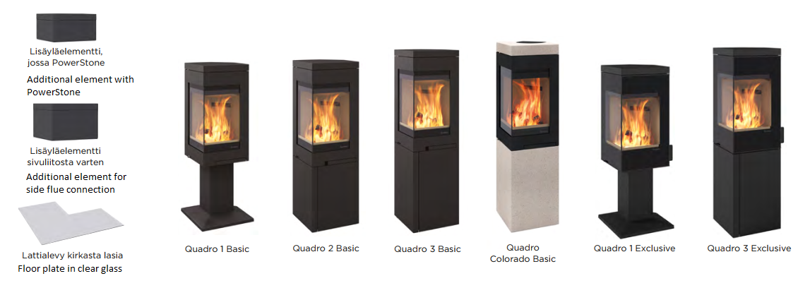 Nordpeis Quadro -kamiinamallit | Nordpeis Quadro stove models