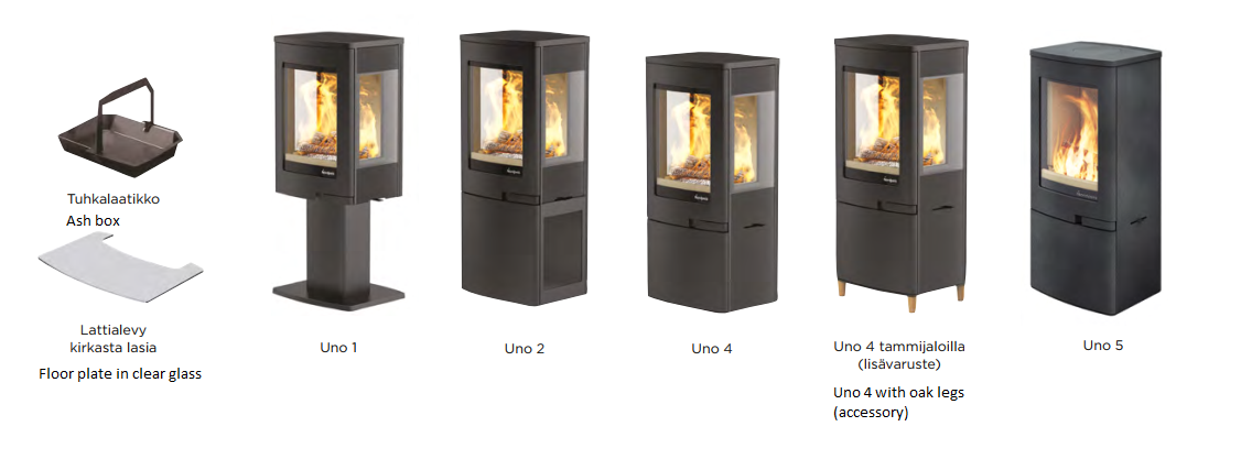 Nordpeis Uno -kamiinamallit | Nordpeis Uno stove models