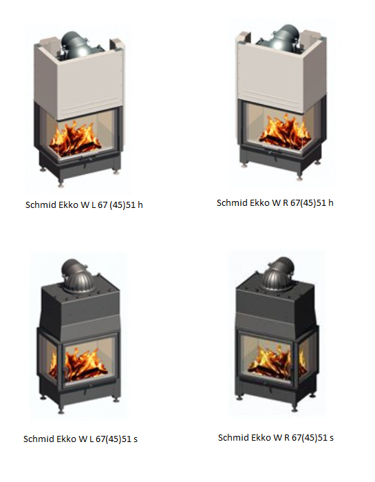 Schmid Ekko vesikiertoiset takkasydänmallit | Schmid Ekko thermos fireplace insert models