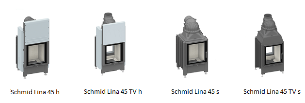 Schmid Lina 45 -takkasydänmallit | Schmid Lina 45 fireplace insert models