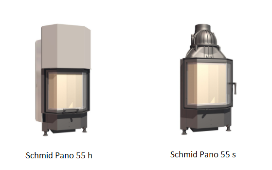 Schmid Pano 55 -takkasydänmallit | Schmid Pano 55 fireplace insert models
