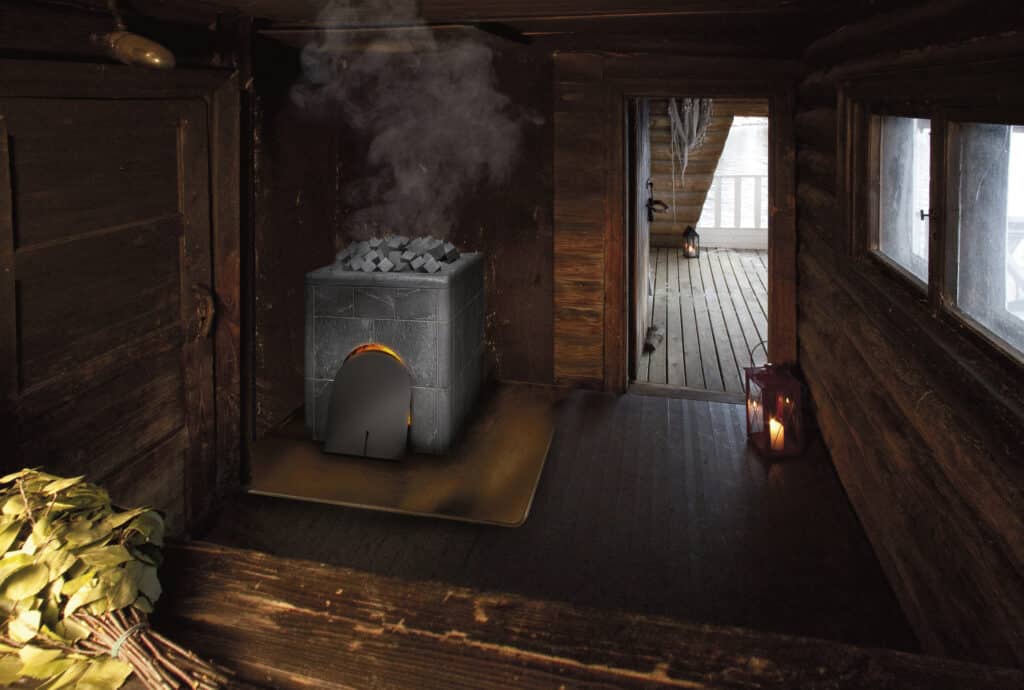 Tulikivi SK950 puukiuas savusaunassa | Tulikivi SK950 woodburning sauna heater
