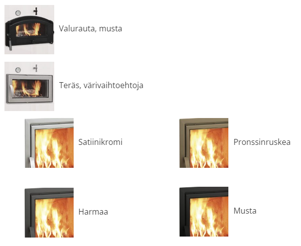 Warma-Uunit Janne varaava leivinuuni teräsluukun vaihtoehdot | Warma-Uunit Janne heat-reserving baking oven steel door color options