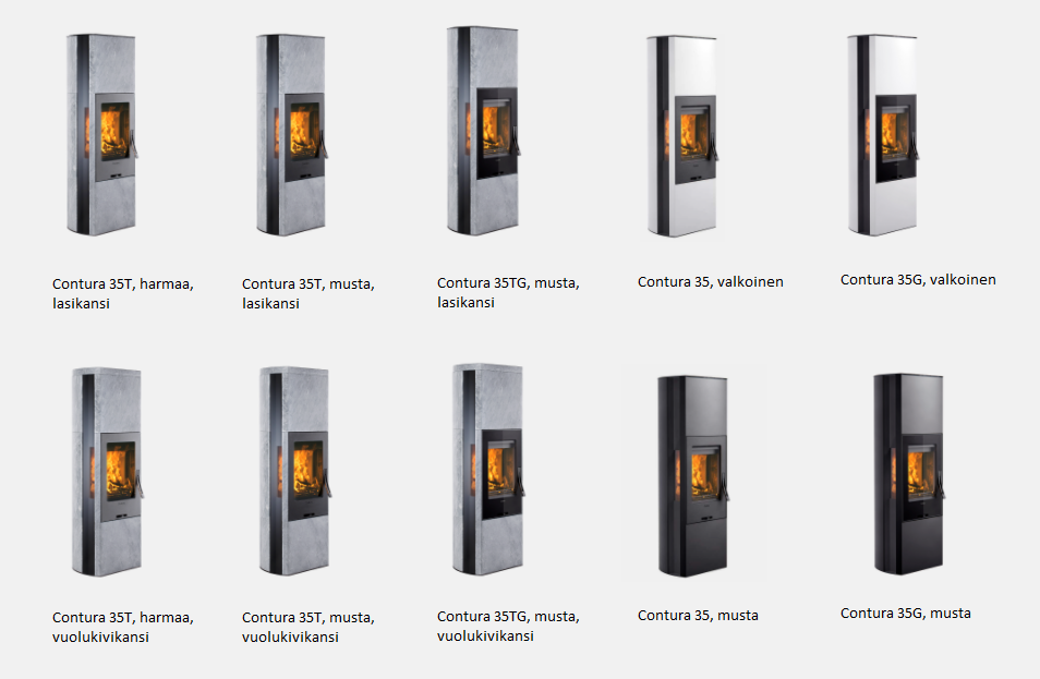 Contura 35T korkea ja 35 korkea kiertoilmatakkamallit | Contura 35T and 35 high stove models