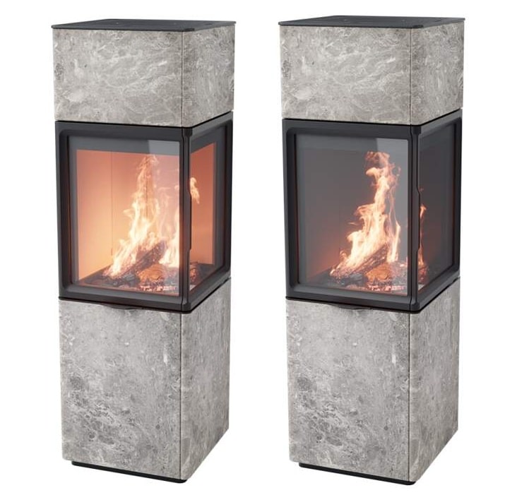Contura 410T kiertoilmatakka vuolukiviverhoilulla | Contura 410T stove with soapstone cover