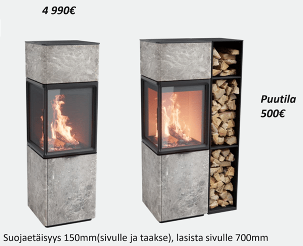Contura 410T kiertoilmatakka vuolukiviverhoilulla | Contura 410T stove with soapstone cover