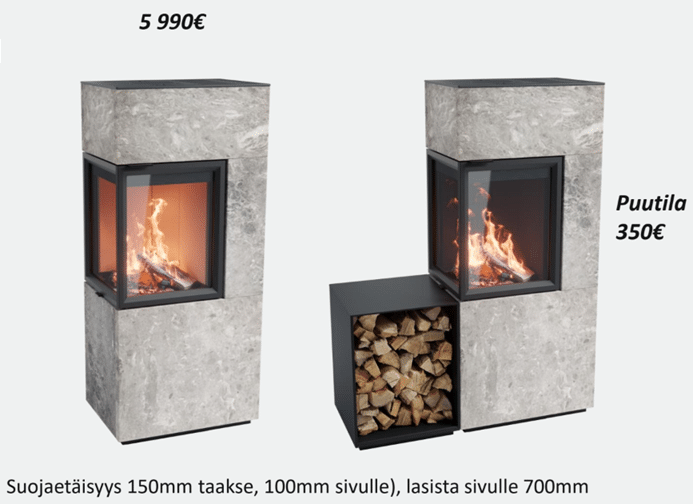 Contura 420T kiertoilmatakka vuolukiviverhoilulla | Contura 420T stove with soapstone cover