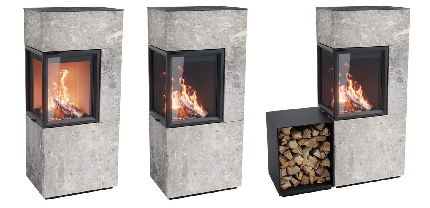 Contura 420T kiertoilmatakka vuolukiviverhoilulla | Contura 420T stove with soapstone cover