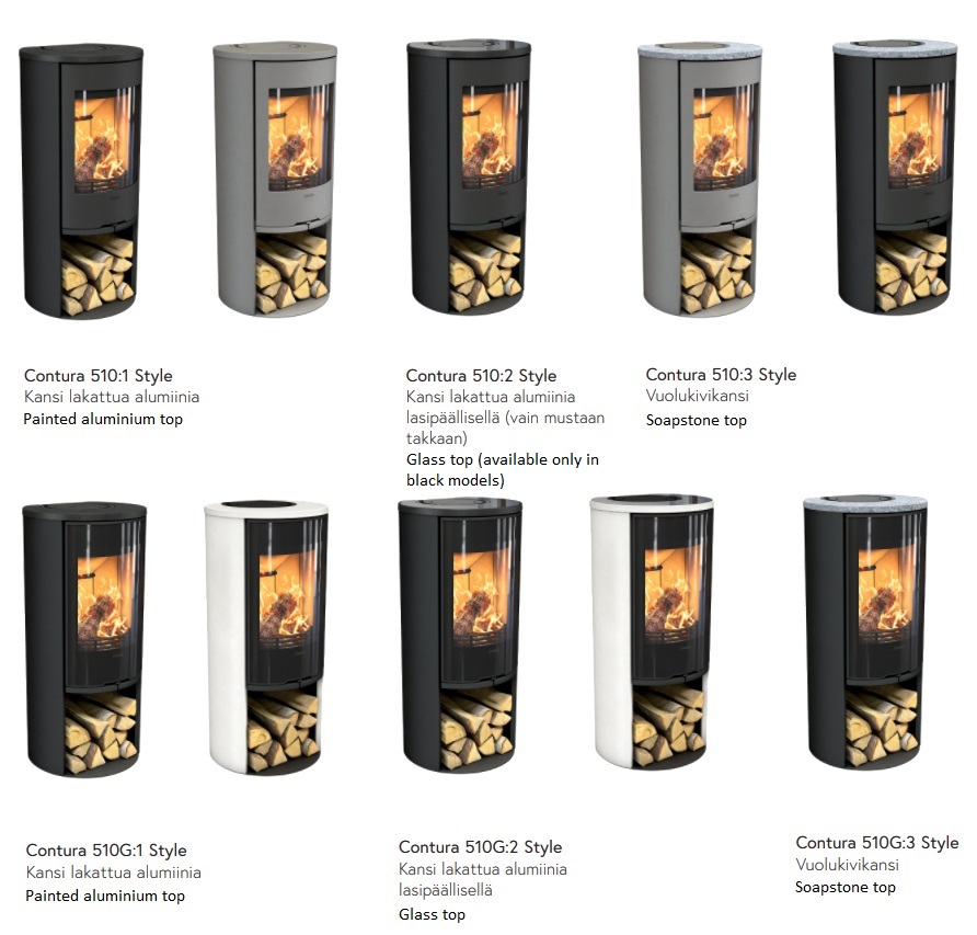 Contura 510 Style -takkamallit | Contura 510 Style stove models