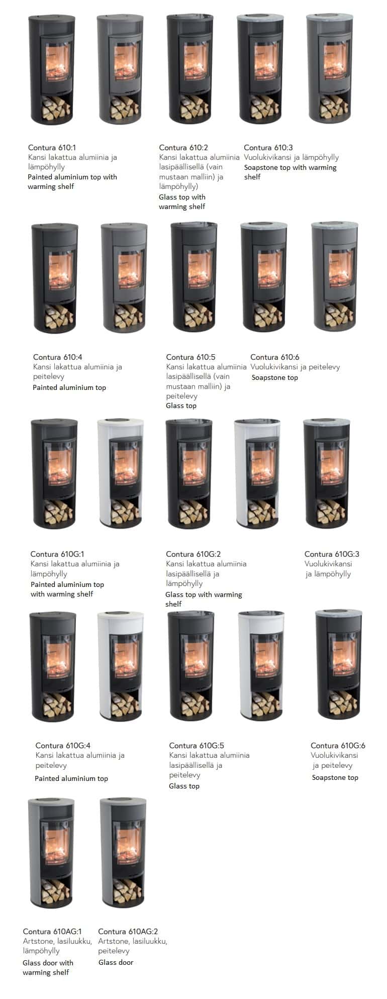 Contura 610 Style -takkamallit | Contura 610 Style stove models