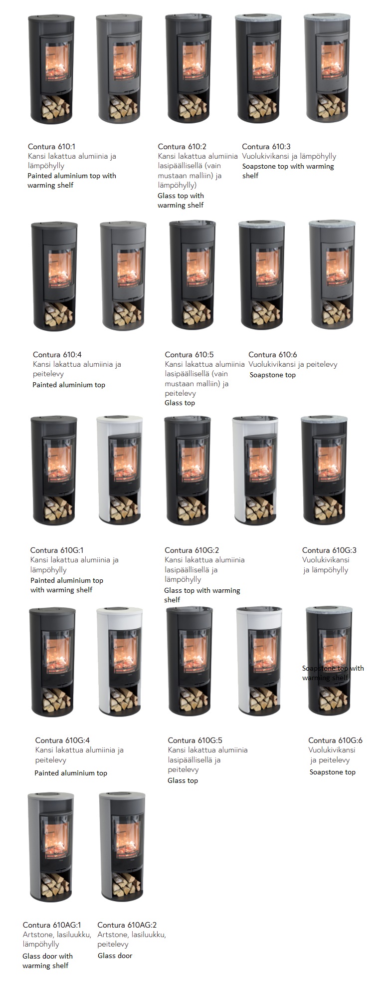 Contura 610 Style -takkamallit | Contura 610 Style stove models