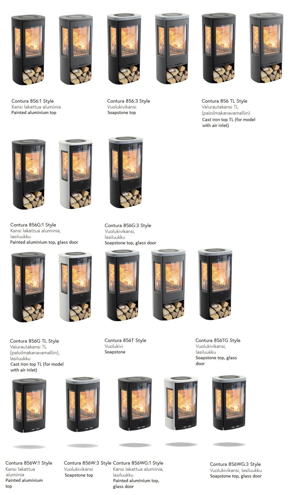 Contura 856 Style -takkamallit | Contura 856 Style stove models
