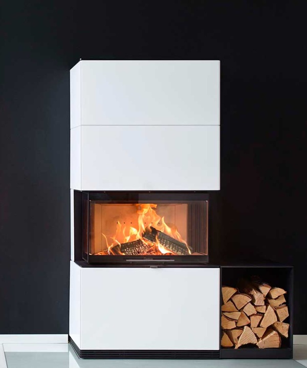 Contura i51A kiertoilmatakka valkoisella Artstone- kivipinnalla