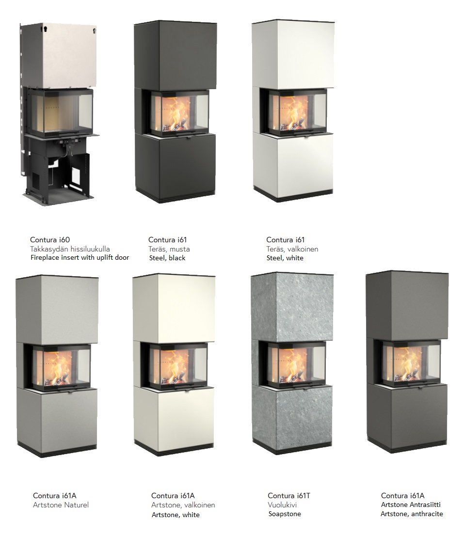 Contura i60 -takkasydän- ja i61 -takkamallit | Contura i60 fireplace insert and i61 fireplace models