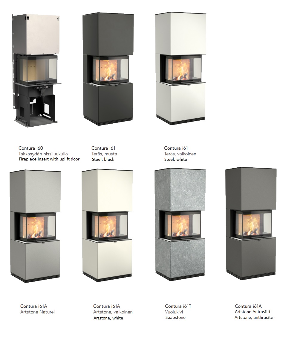 contura-i60-i61-takka-kiertoilmatakka-mallit-stove-fireplace-models – Unelmauunit | Takkahuone Helsinki Contura i60 -takkasydän- ja i61 -takkamallit | Contura i60 fireplace insert and i61 fireplace models