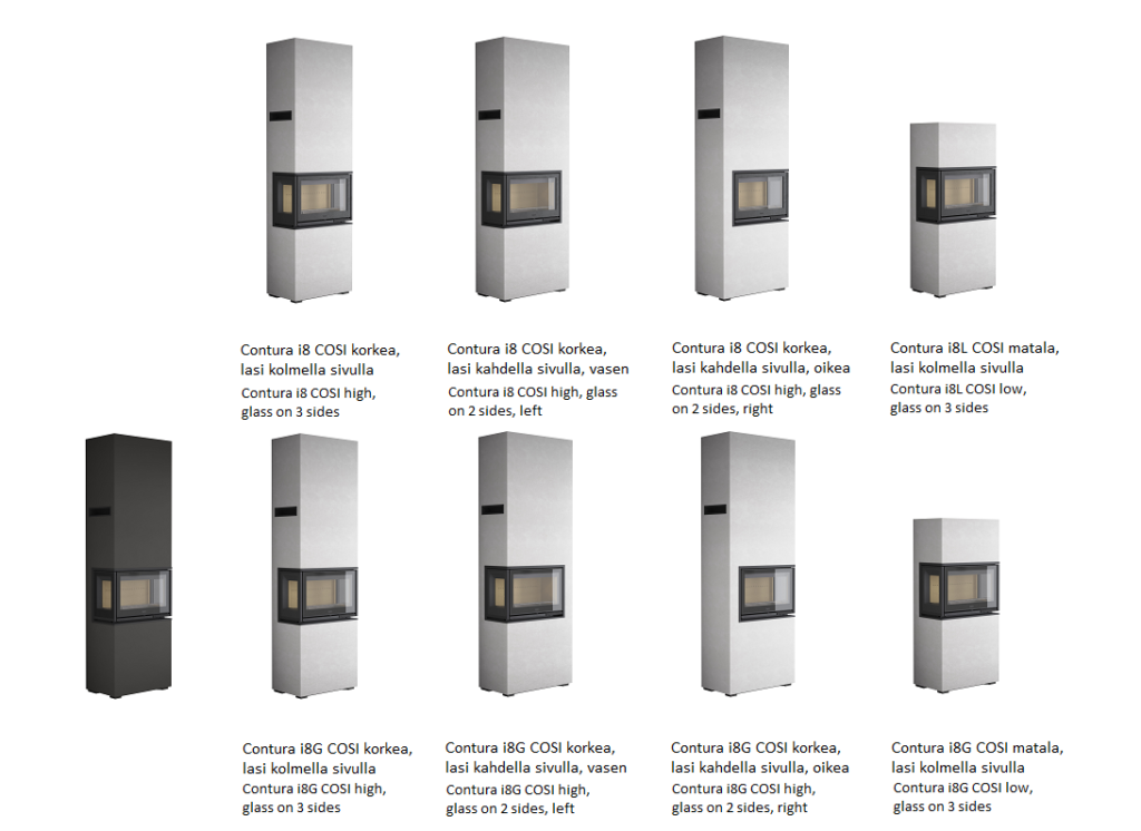 Contura i8 Cosi -takkamallit | Contura i8 Cosi fireplace models