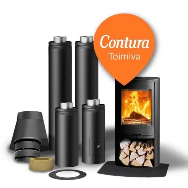 Contura Toimiva -takkapaketti – tyylikäs takka ja Contura Premodul -piippu moderniin kotiin.
