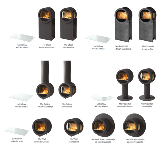 Nordpeis Me -kiertoilmatakkamallit | Nordpeis Me stove models