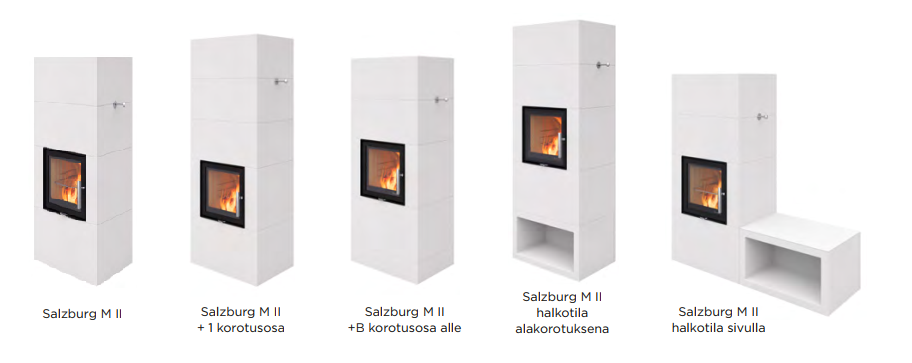Nordpeis Salzburg M II varaavat takkamallit | Nordpeis Salzburg M II heat-storing fireplace models