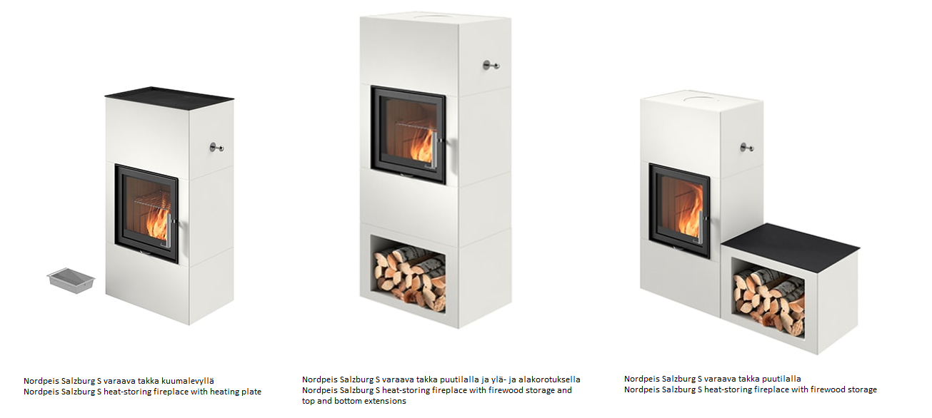 Nordpeis Salzburg S varaavat takkamallit | Nordpeis Salzburg S heat-storing fireplace models